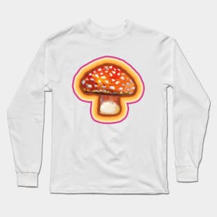 70s Aesthetic Retro Mushroom Pattern by Robert Phelps Long Sleeve T-Shirt